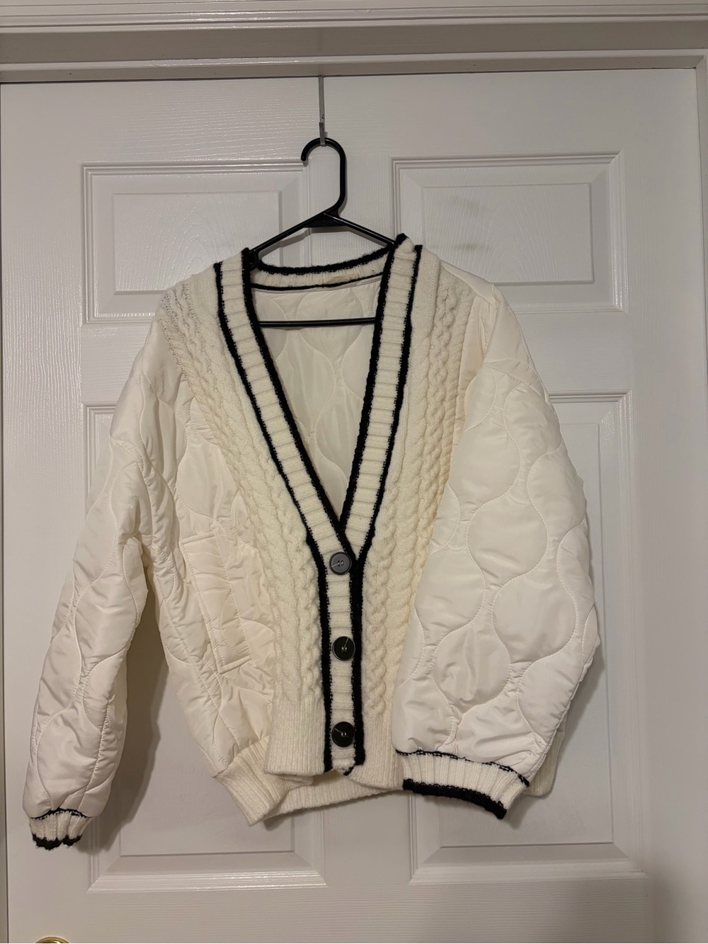 Quilted Cable Knit Cardigan